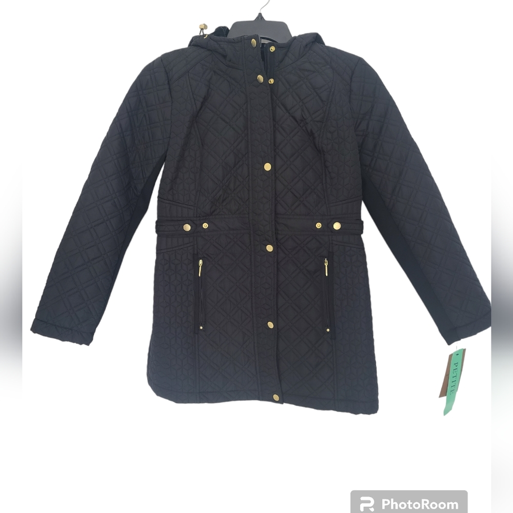 Weatherproof Women's Petite Coat Jacket Black with Hoodie Size PM